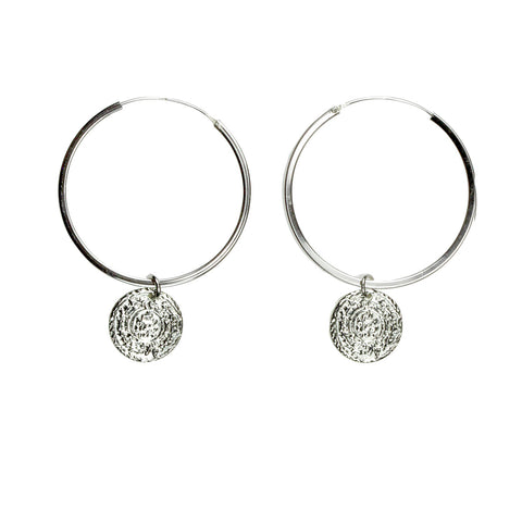 Coin earrings with Rumi poetry