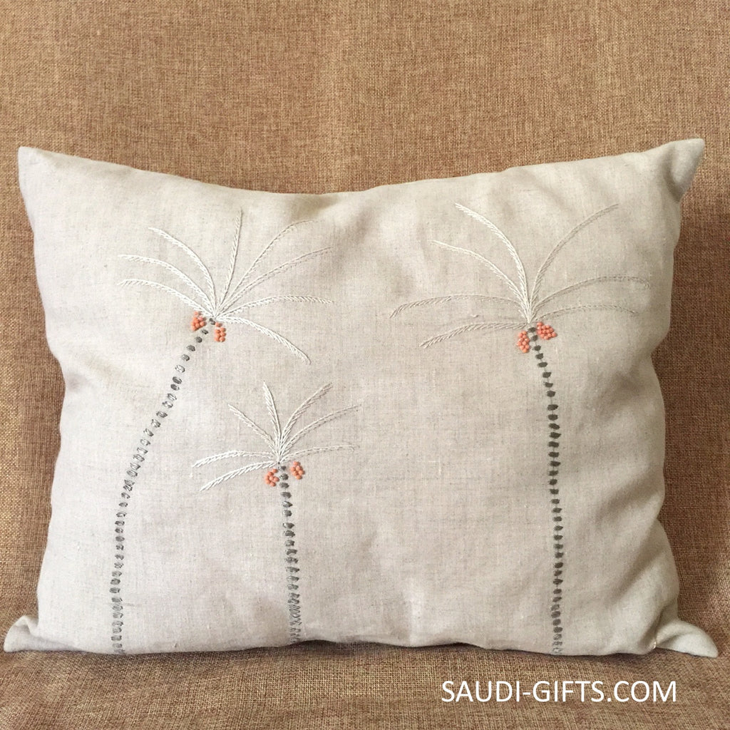 Egyptian Cotton Embroidered Palm Cushion