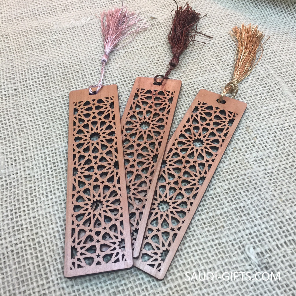 Cherry Wood Bookmarks with Islamic Geometry