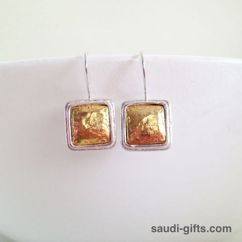 Gold Earrings with Silver Trim