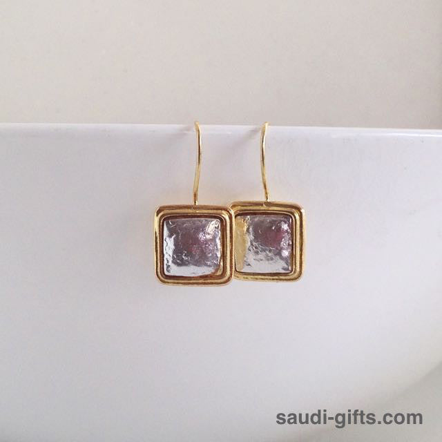 Silver Earrings with Gold Trim