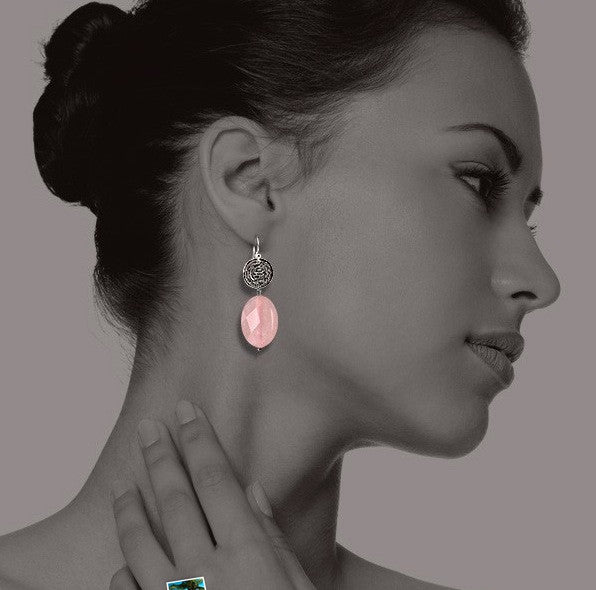 Hope Earrings with Rose Quartz & Rumi Poetry