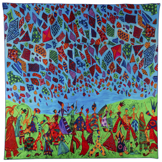 Annada Silk Art Scarf 'Love is in the Air'