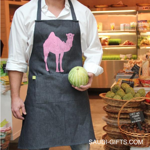 Denim Apron - Pink/White Camel