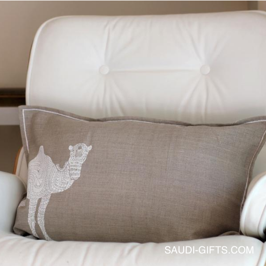 Linen Cushion Cover with Camel