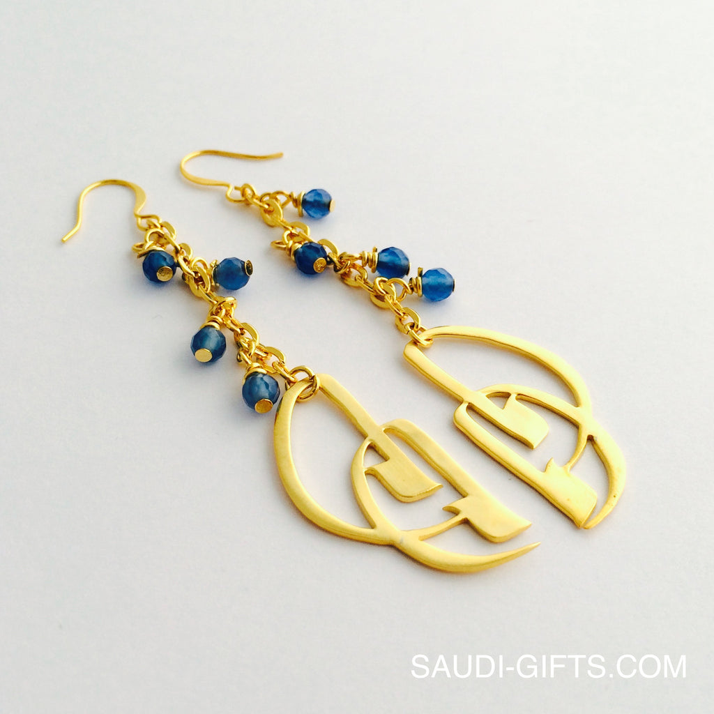 Earrings 'Mama' with Blue Agate